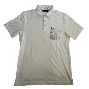 Travis Mathew ~ White Polo with contrasting front pocket ~ size Medium